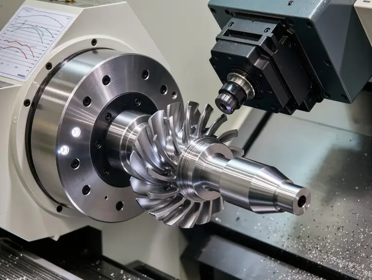 Vijfassige bewerking van turbinebladen van aluminiumlegering