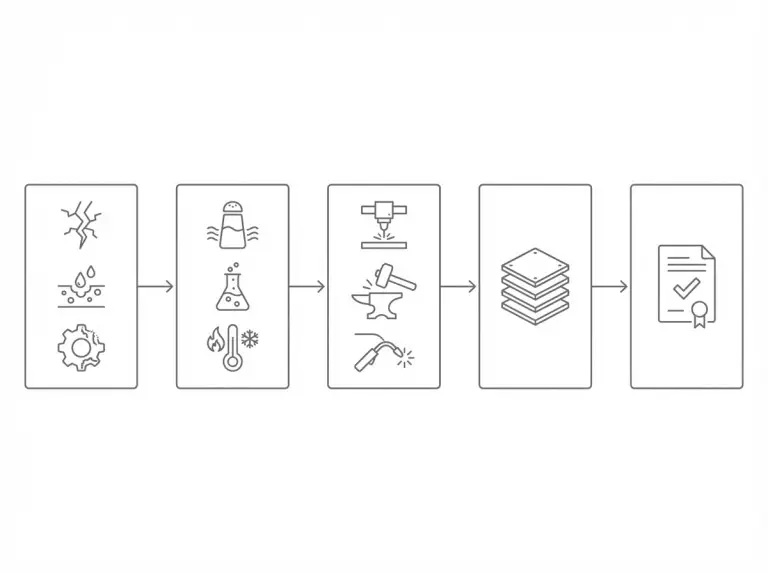 Schrittweiser Arbeitsablauf von der Fehlerursache bis zur Umgebung, dem Prozessablauf, der Qualitätswahl und der Verifizierung