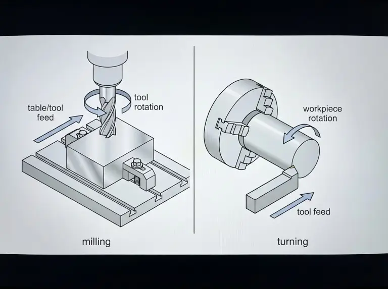 Bewegungsmechanik beim Fräsen vs. Drehen
