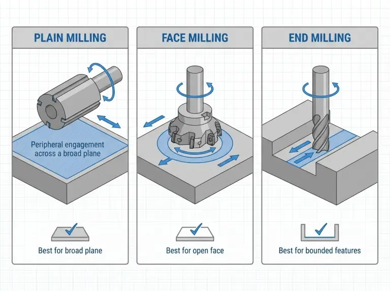 일반 밀링, 면 밀링, 엔드 밀링 비교